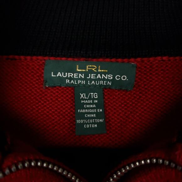 LRL Lauren Jeans Women's Pullover Sweater XL 1/4 Zip Long Sleeve Kangaroo Pocket - Picture 3 of 9